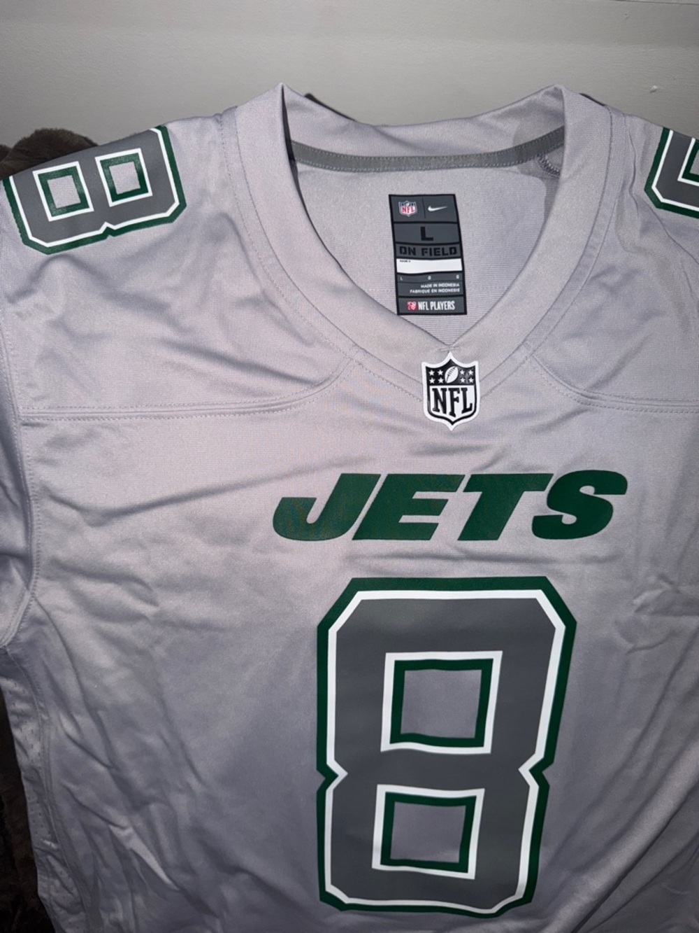 Nike New York Jets Grey & Green #8 Men’s Jersey new with tag - Picture 3 of 4